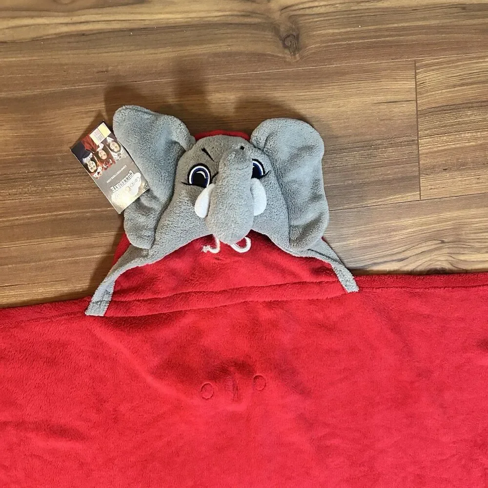 Alabama Crimson Tide Elephant Hooded Blanket ComfyCritters Plush Throw - Picture 4 of 9
